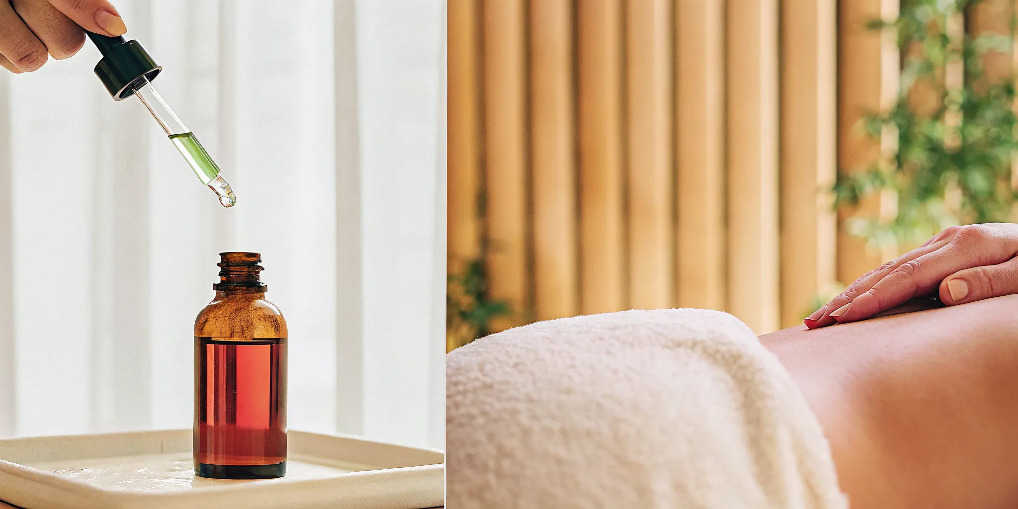 Therapist applying CBD oil during a massage for anxiety relief.
