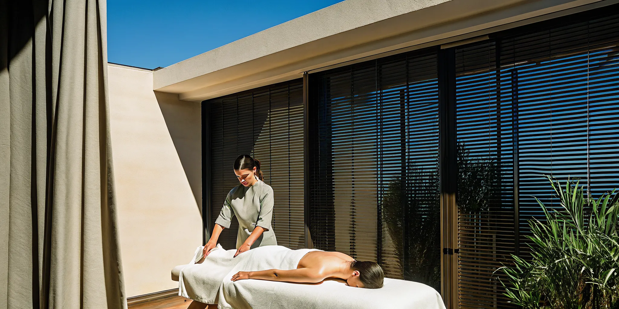 A person enjoying the health benefits of a regular outdoor massage.