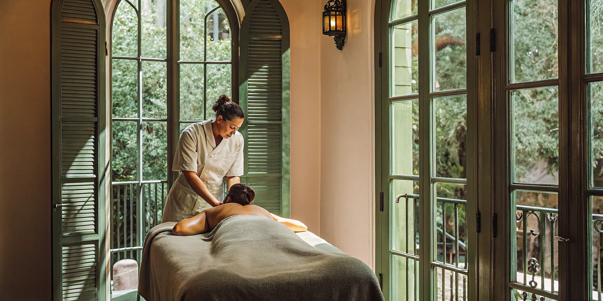 A tourist receives a relaxing massage at a spa in New Orleans.