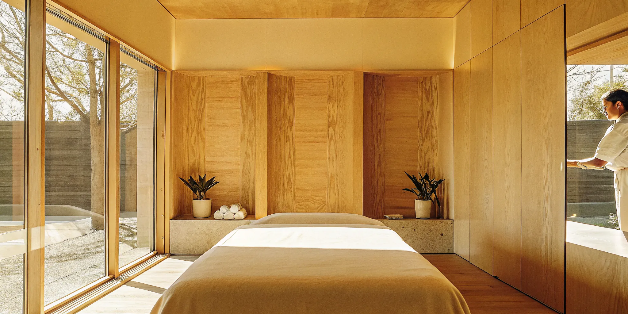 A serene, sunlit massage therapy room and the keyword Lynbrook massage therapy.
