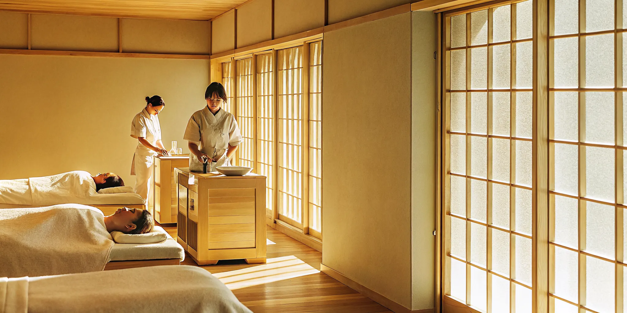 Students in a massage therapy course learning hands-on techniques.