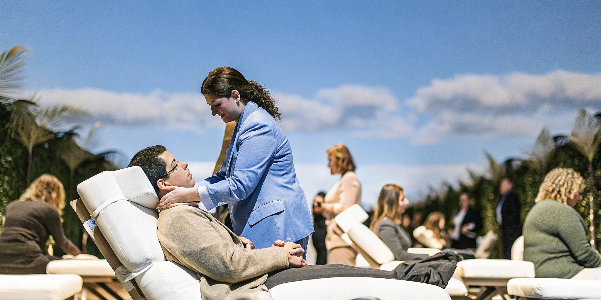 Onsite chair massage at a New Orleans corporate event