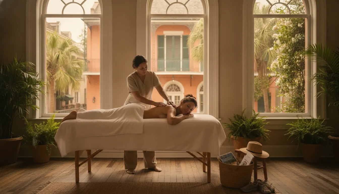 Therapeutic massage in a New Orleans studio after a Magazine Street day