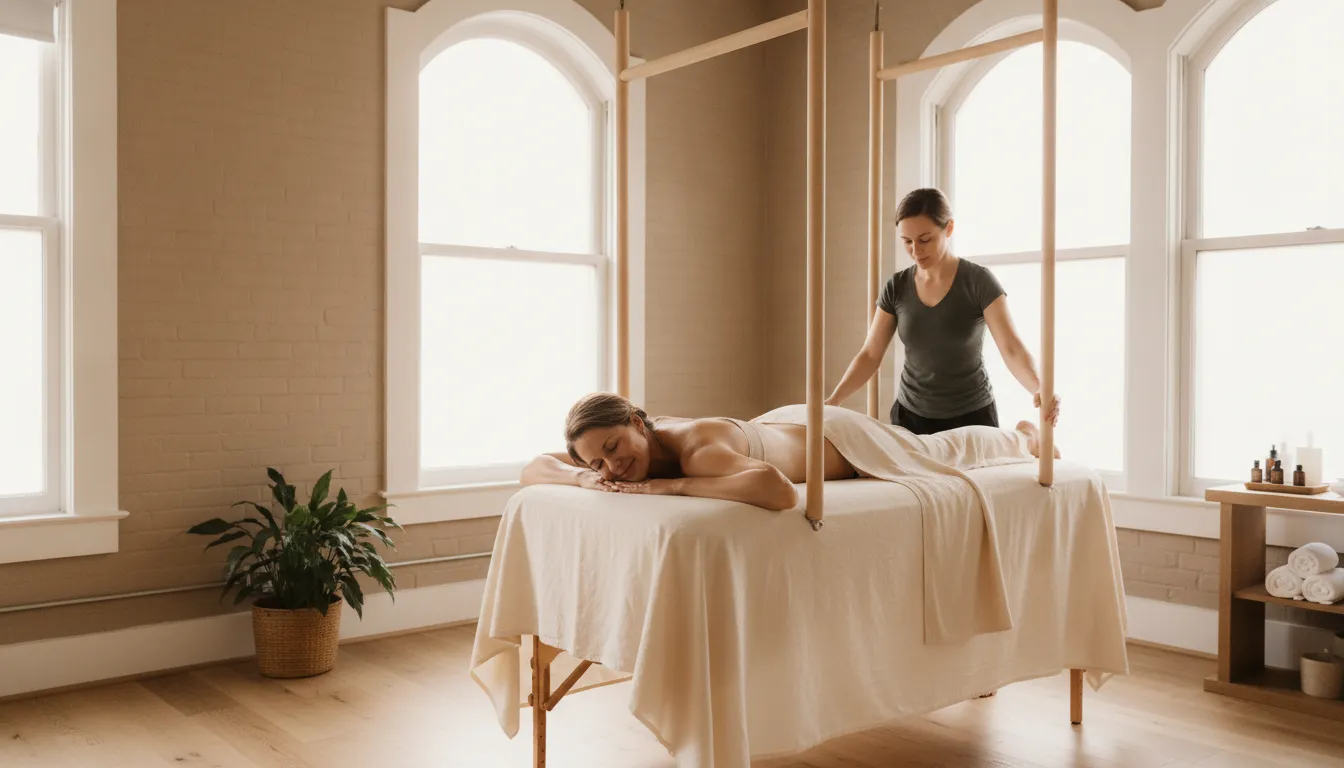 Ashiatsu massage near the New Orleans Convention Center in a bright therapeutic studio